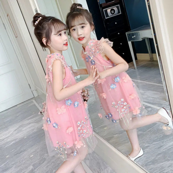 Girls' New Summer Dresses In The Big Children's Cheongsam