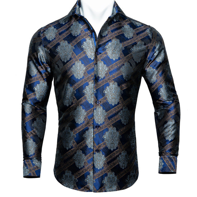 Männer Herbst Langarm Casual Blumen Shirts Für Männer Designer Fit Kleid Hemd BCY-05