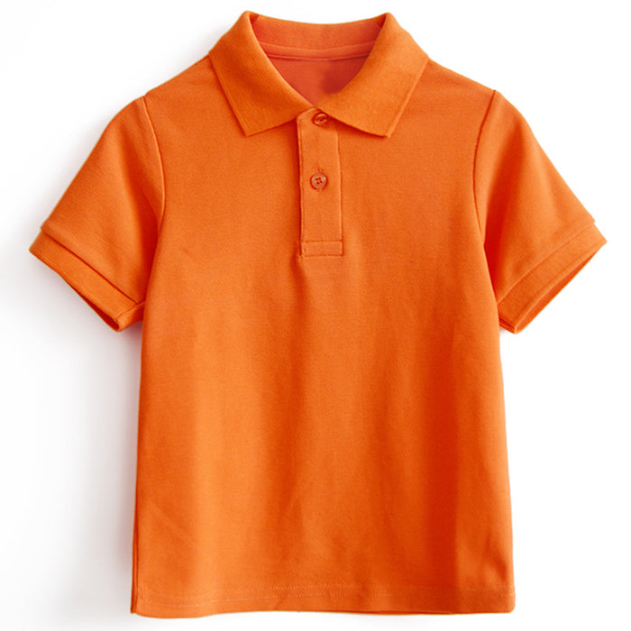 Children's Polo Shirt With Solid Color Cotton Lapel