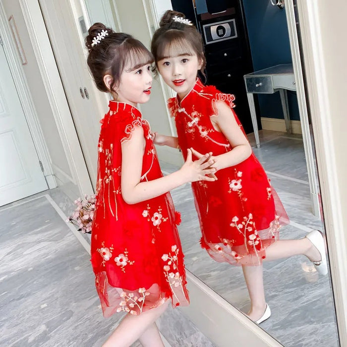 Girls' New Summer Dresses In The Big Children's Cheongsam