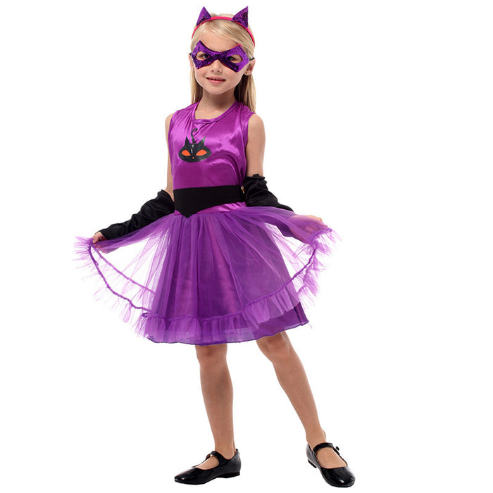 Halloween Masquerade Costume Role Performance Purple Cute Kitten Female