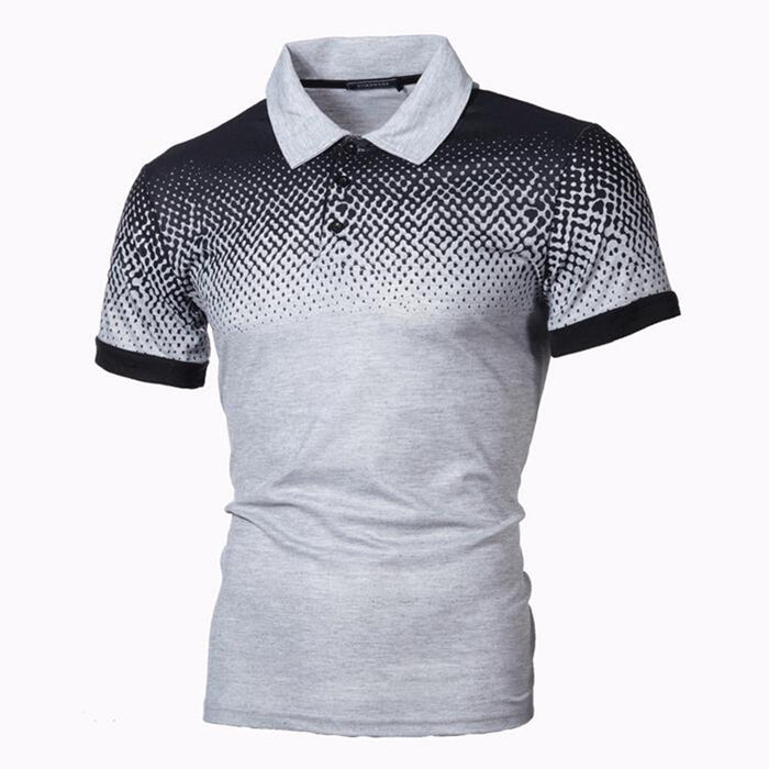 Men's gradient 3D printed polo T-shirt