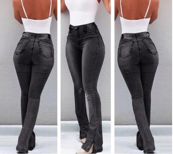 Stretch-Jeans mit Rissen