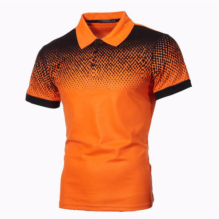 Men's gradient 3D printed polo T-shirt