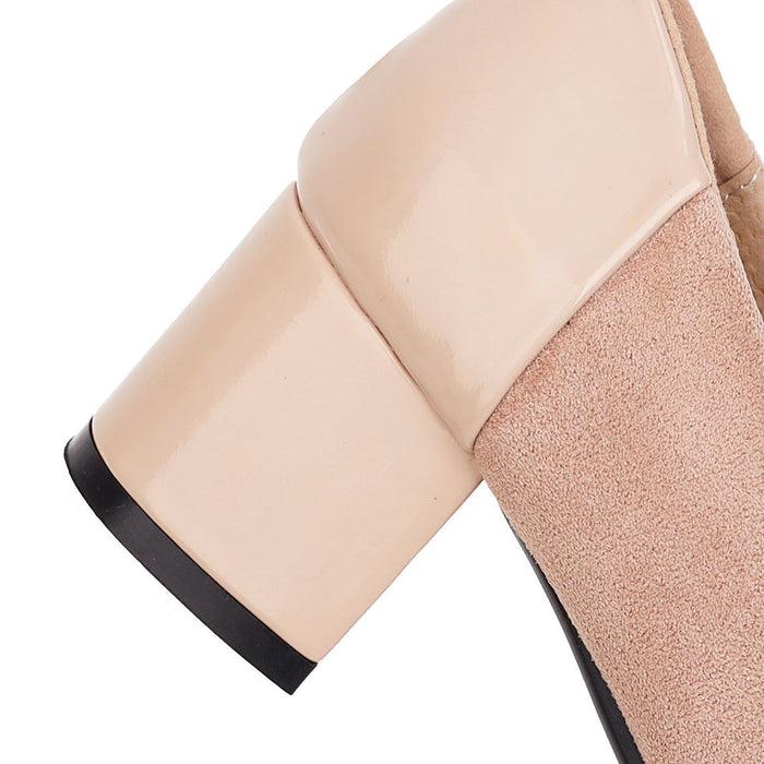 Block heel mid-heel pointed pumps