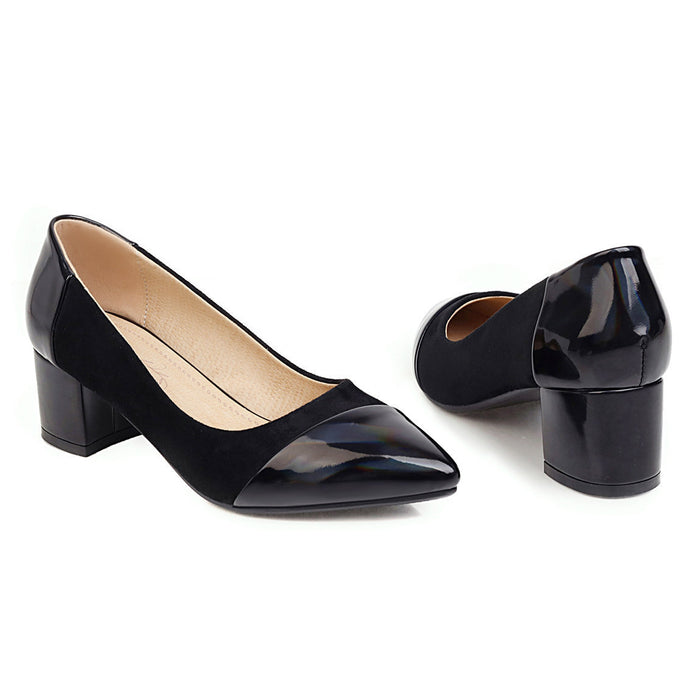 Block heel mid-heel pointed pumps