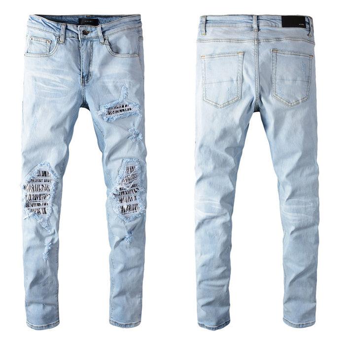 Men's Jeans Micro-Elastic Slim Nightclub Hip-Hop Trendy Pants