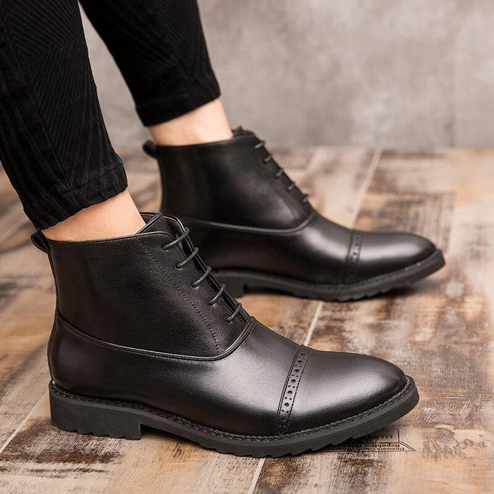 Retro Casual Fashion Business Leather Boots Men