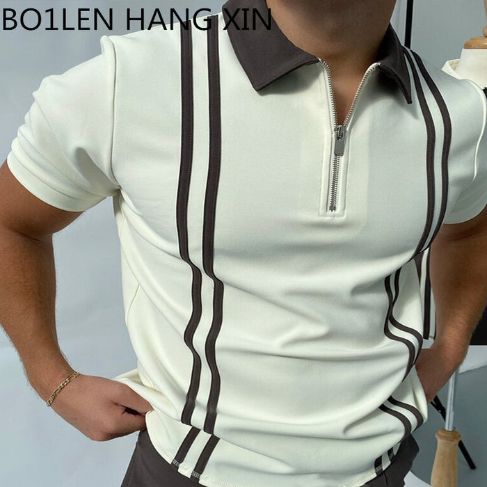 POLO Poloshirt Zipper Check Herren-T-Shirt