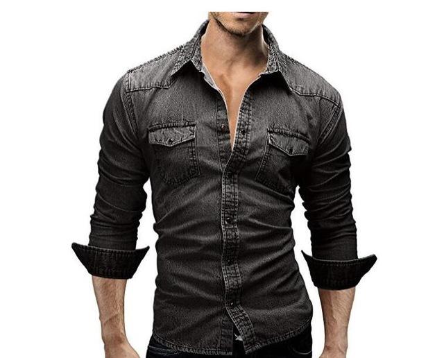 Männer Hemd Marke Männlich Langarm Shirts Casual Solide Slim Fit 