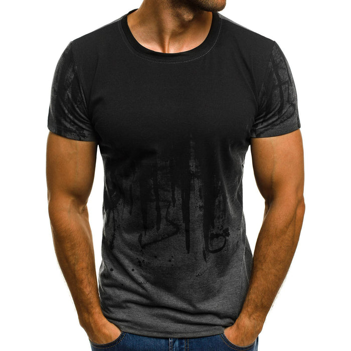 E-BAIHUI Men Fitness Compression T-Shirt Casual Cotton Black And Red Gradient High Quality Slim Shirt Men Fashion Tee Tops CG002