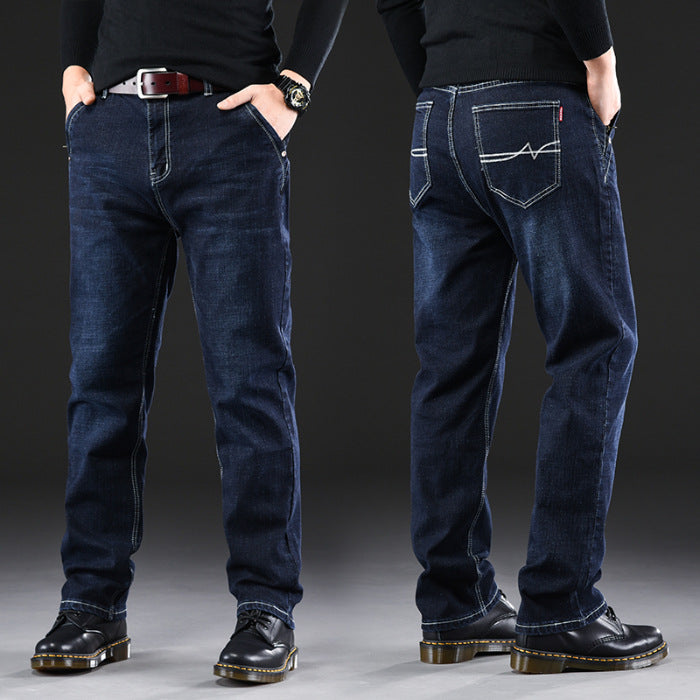 Men's jeans add fertilizer to increase loose straight stretch