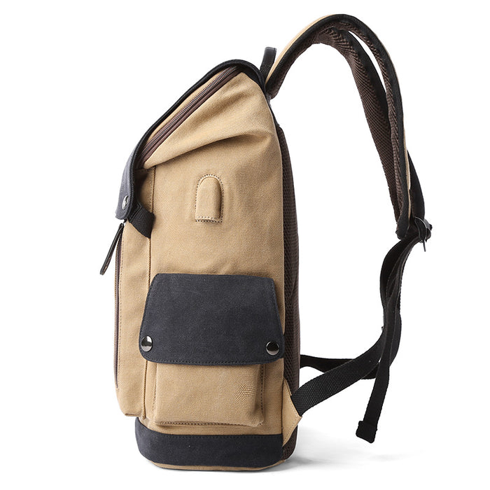 Canvas Men's Backpack Large Capacity Student School Bag