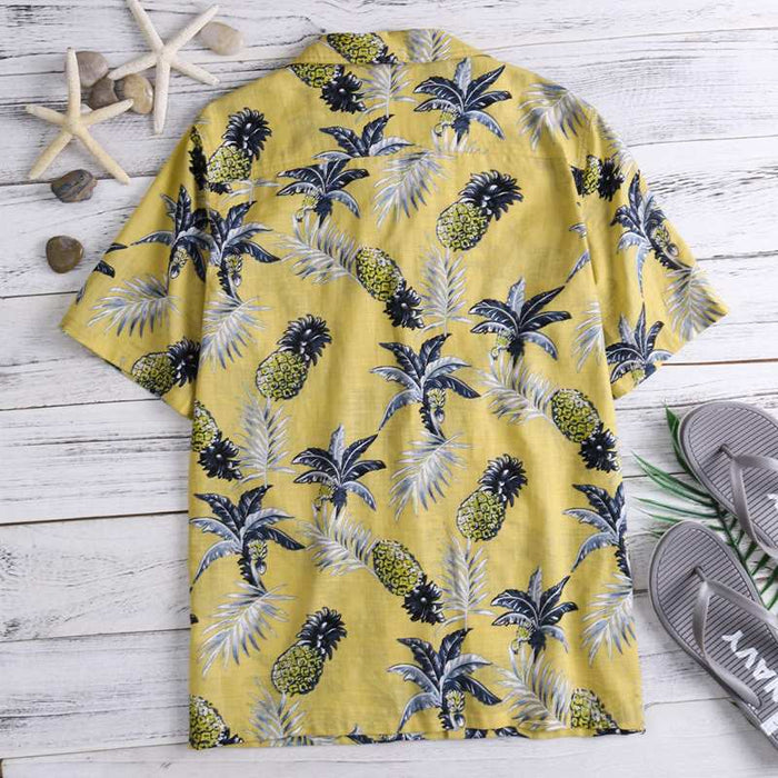 Hawaii Style Full Printing Turn-down Collar Men's Shirt Short Sleeve 2021 Summer Casual Shirts Men