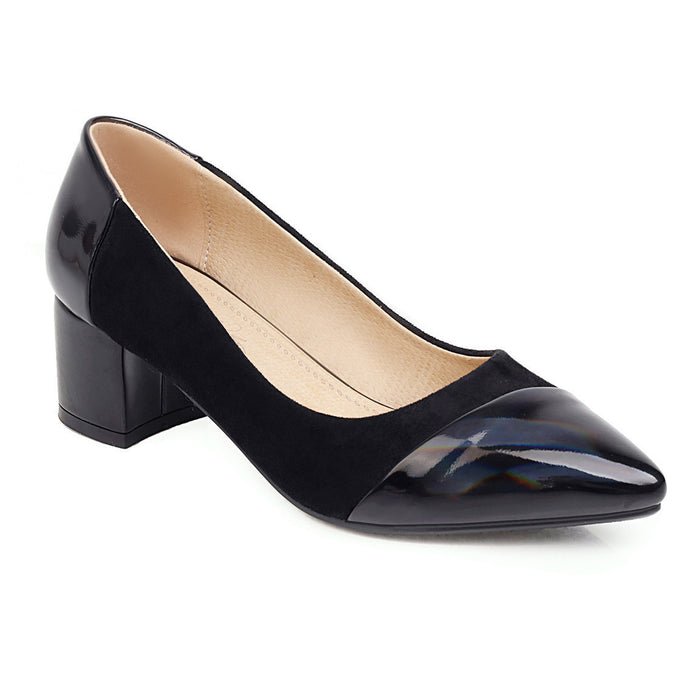 Block heel mid-heel pointed pumps