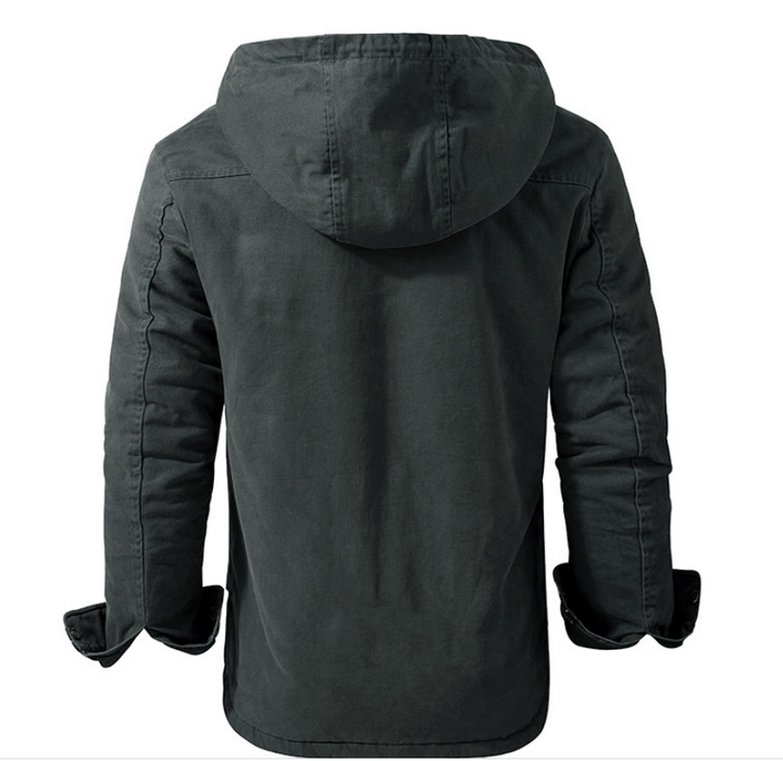 Large Size Plus Velvet Thick Hooded Solid Color Winter Cotton Jacket