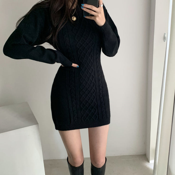 Ladies Knitted Slim Back Base Sweater Dress