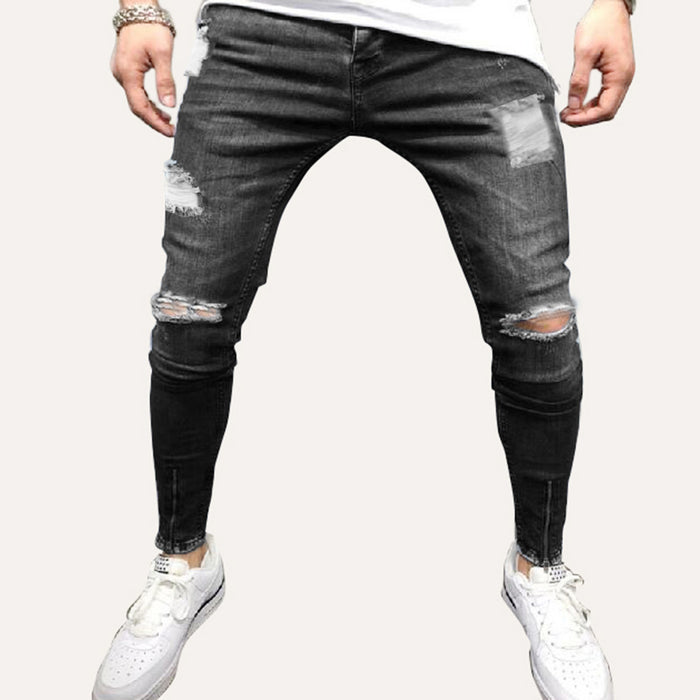 Jeans men's autumn and winter thick men's straight men's casual trousers