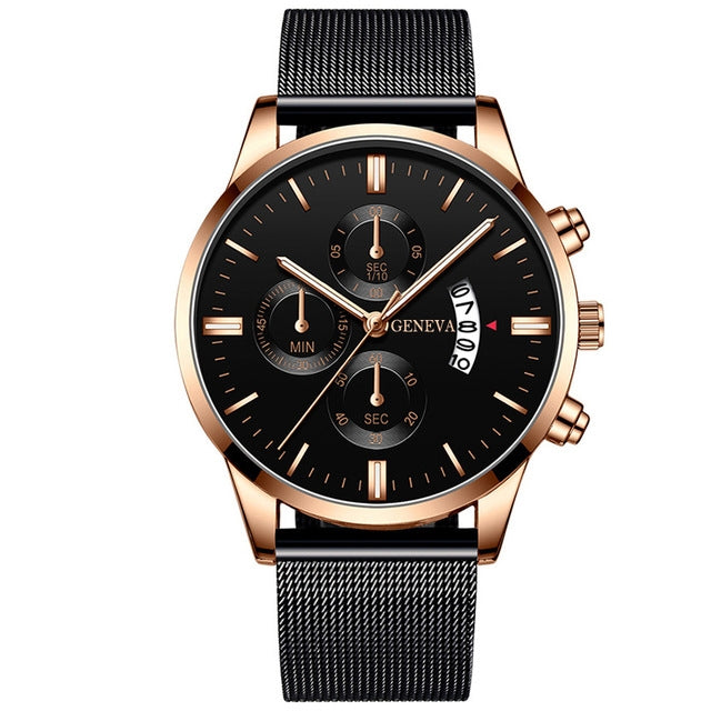 Mens Business Luxury Watches For Men Mesh Band Quartz Watch