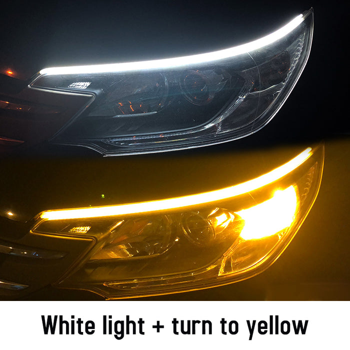 2pcs Led DRL Car Daytime Running Lights Flexible Waterproof Auto Turn Signal Yellow Brake Side Headlights Light