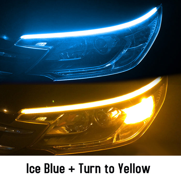 2pcs Led DRL Car Daytime Running Lights Flexible Waterproof Auto Turn Signal Yellow Brake Side Headlights Light