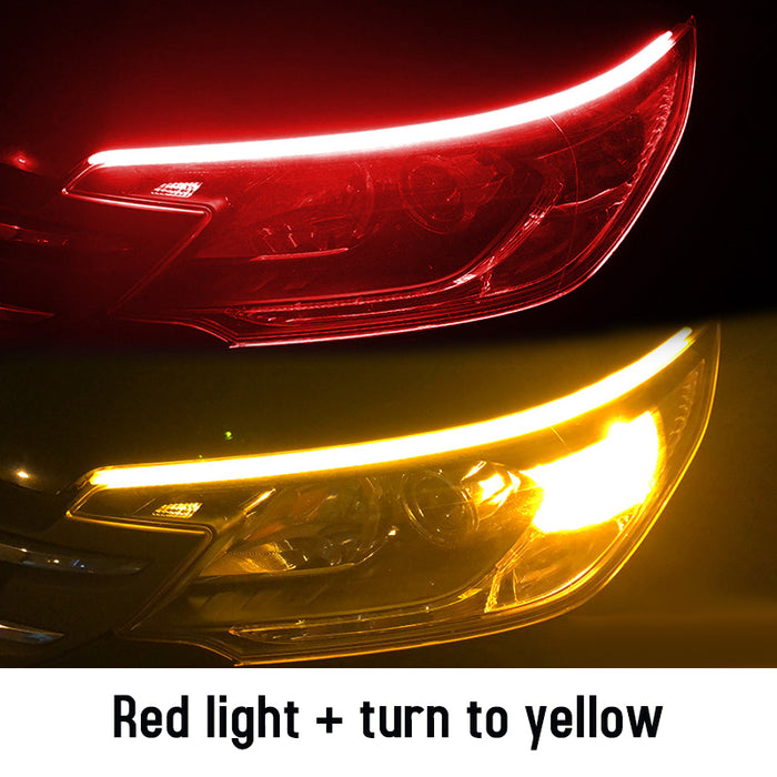 2pcs Led DRL Car Daytime Running Lights Flexible Waterproof Auto Turn Signal Yellow Brake Side Headlights Light