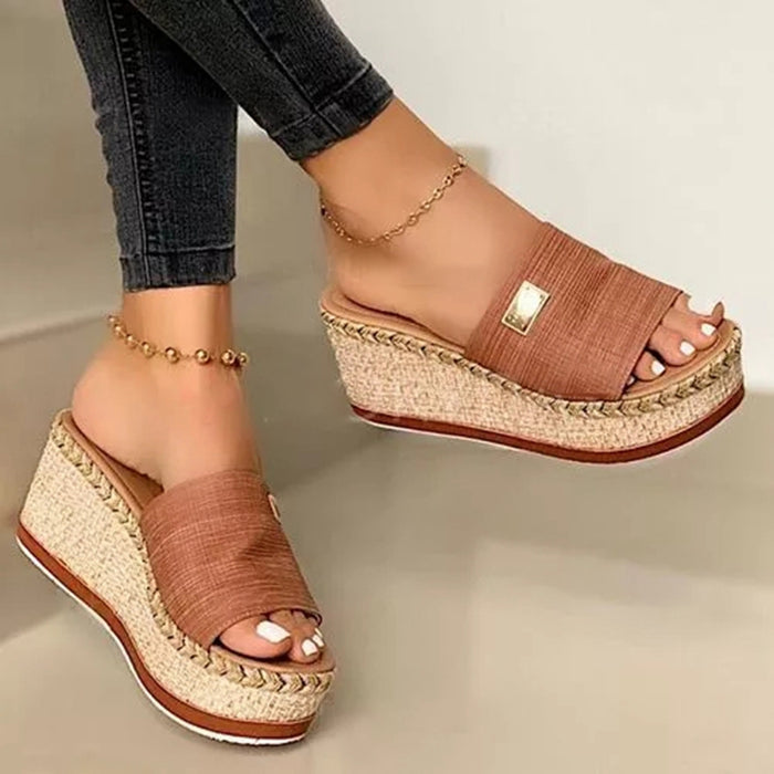 Summer Wedges Slippers Platform High Heels Women Slipper Basic Clog Wedge Slipper Flip Flop Sandals