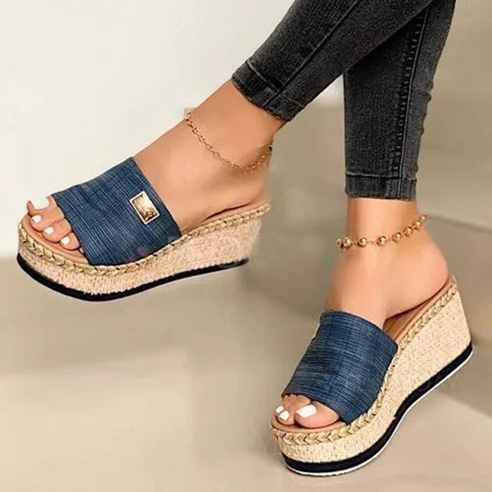 Summer Wedges Slippers Platform High Heels Women Slipper Basic Clog Wedge Slipper Flip Flop Sandals