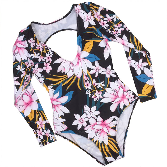 One Piece Swimsuit Women's Long Sleeve Sunscreen Diving Suit Swimsuit Printing