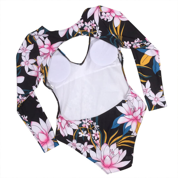 One Piece Swimsuit Women's Long Sleeve Sunscreen Diving Suit Swimsuit Printing