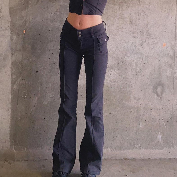 Side Pocket Retro Slim Pants Casual Pants