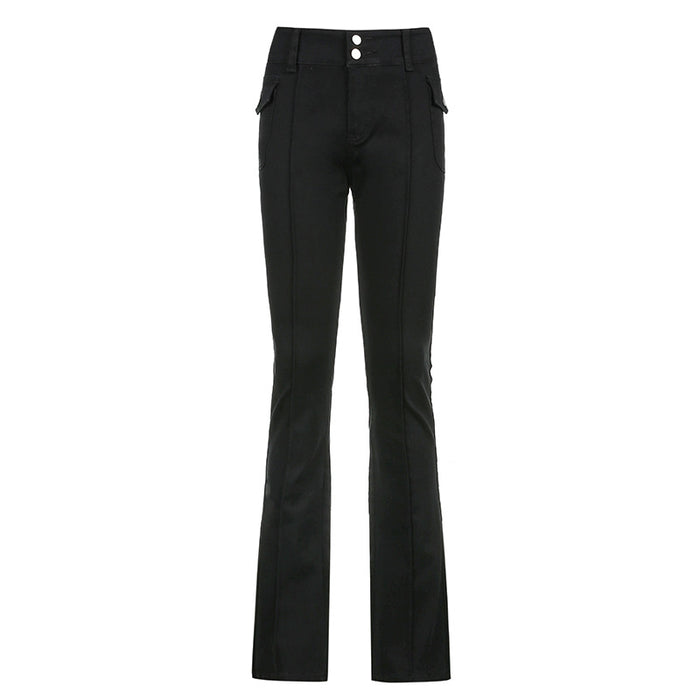 Side Pocket Retro Slim Pants Casual Pants