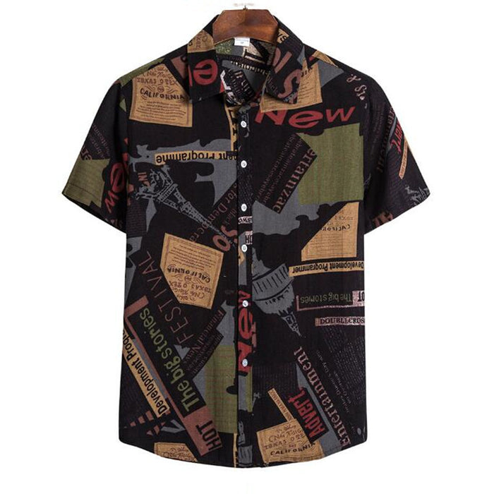 Sommer Mode Lässig Männer Baggy Strand Hawaiian Print Kurzarm Taste Retro Shirts Tops Bluse Männer Hemd 2020 Sommer Neue