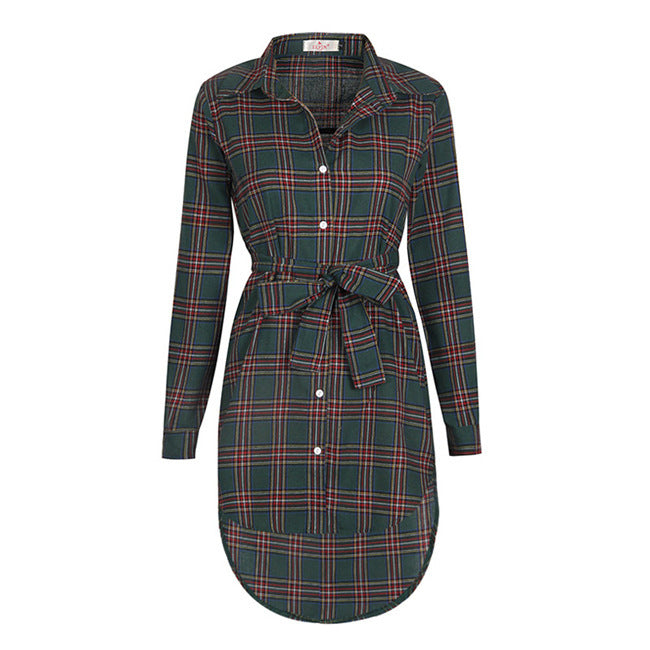 Women's Dress Check Button Dress