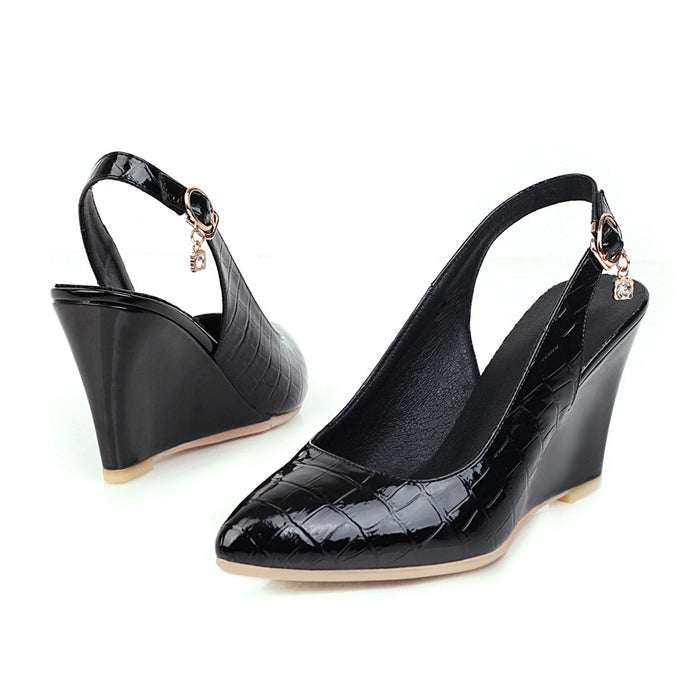 Womens Pumps Shoes Wedges Slingback Patent