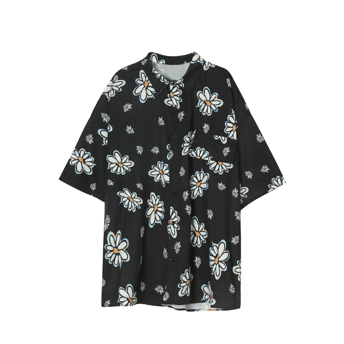 Little Daisy Short-Sleeved Shirt Men Korean Loose Couple Shirts For Men And Women