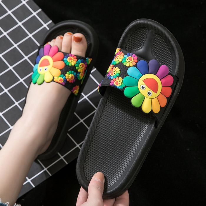 Sandals And Slippers Home Female Summer Slippery Thick-Soled Indoor Bathroom Mute Bath Home Summer Ins Slippers