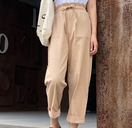 Cotton Cropped Trousers Women Loose Harem Pants casual Pants Thin Section