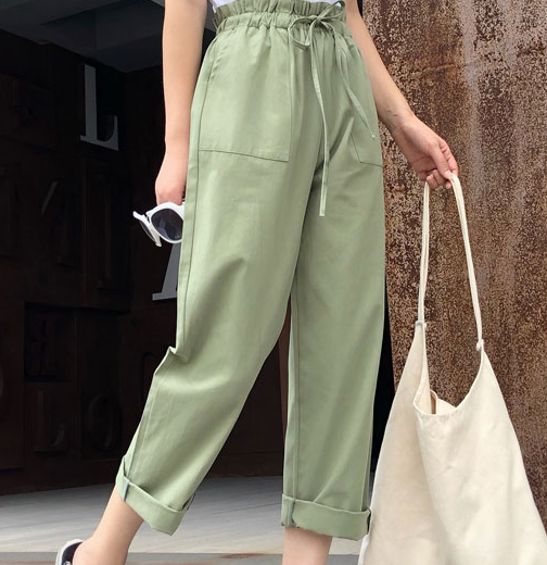 Cotton Cropped Trousers Women Loose Harem Pants casual Pants Thin Section