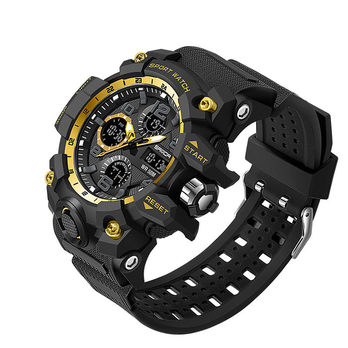 Männer Dual Display Quarz Sport Uhren Multi-Funktions Wasserdichte Männliche Stoppuhr Armbanduhr