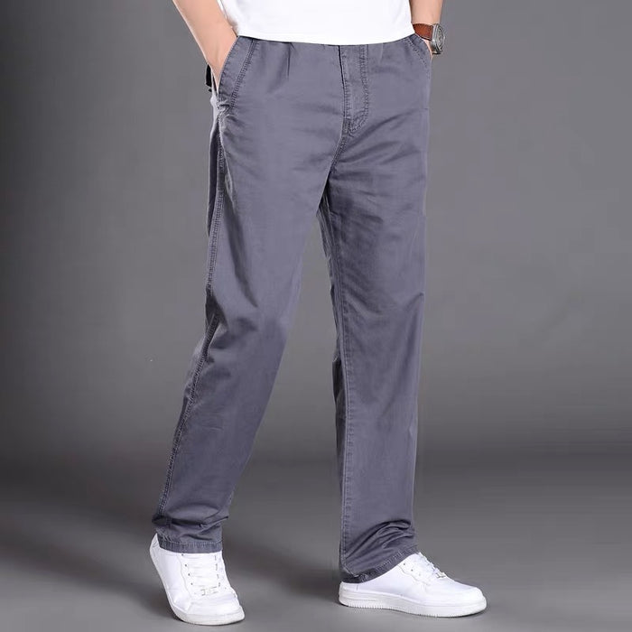 Men's Casual Pants Straight-leg Pants Thin Loose Work Pants Plus Fat Plus Size Elastic Waist Fat Man Pants