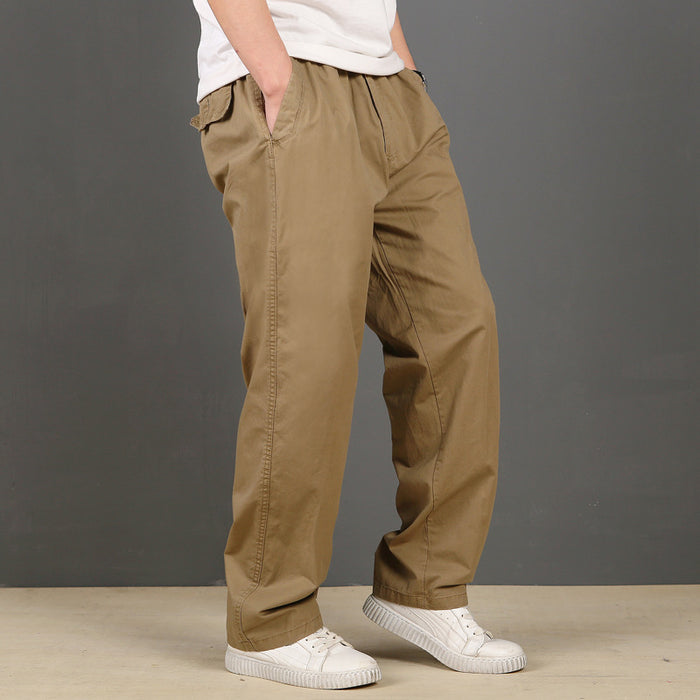 Men's Casual Pants Straight-leg Pants Thin Loose Work Pants Plus Fat Plus Size Elastic Waist Fat Man Pants