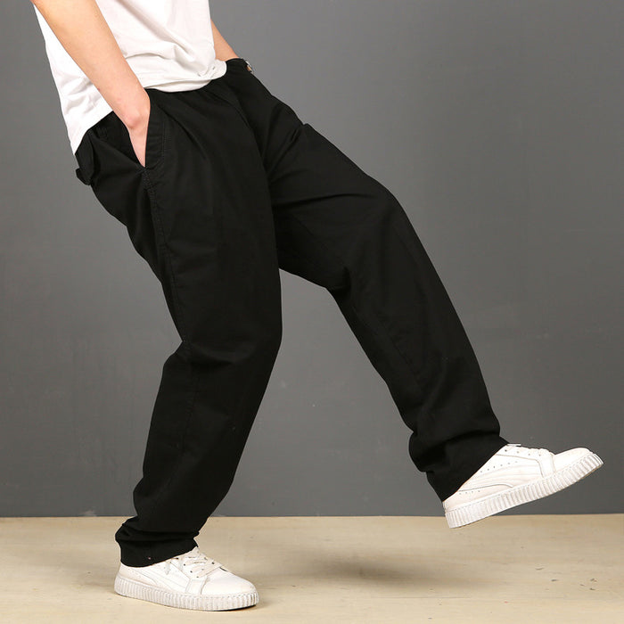 Men's Casual Pants Straight-leg Pants Thin Loose Work Pants Plus Fat Plus Size Elastic Waist Fat Man Pants