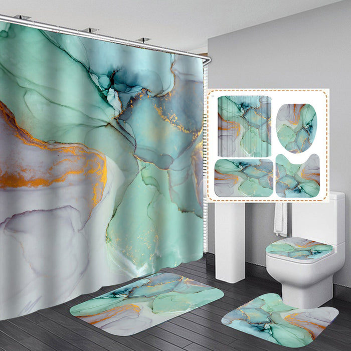 Shower Curtains 3D Bathroom Curtain Set Anti-slip Bath Mat Soft Carpet Water Absorption Rugs Home Decoration