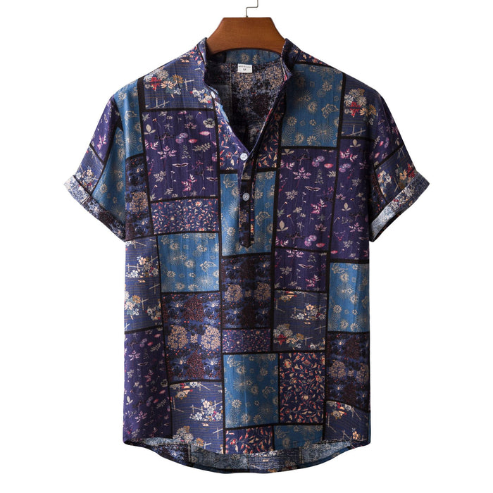 Casual Linen Floral Shirt Men