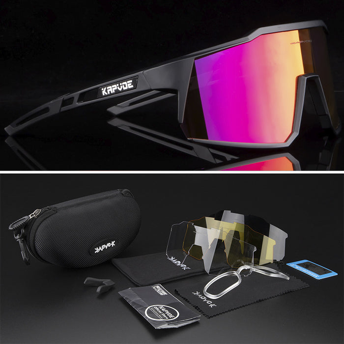 Polarized Glasses 4 Lens Cycling Goggles Outdoor Sunglasses UV Eyewear Men Women