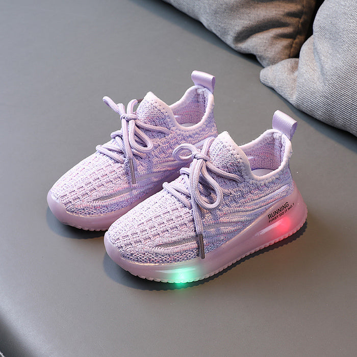 For Boys, Breathable Knit Light-Up Sneakers