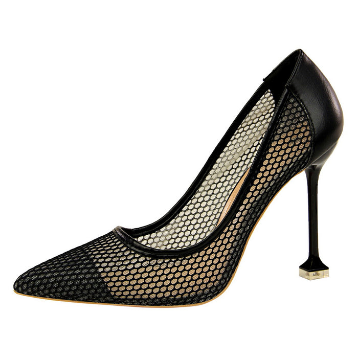 Womens Pumps Shoes Stiletto Thin High Heels Pointed Toe Mesh