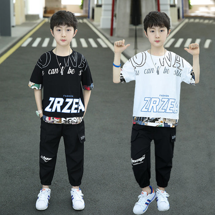 Children's Boys' Summer Suit New Summer Leisure For Middle School Boys