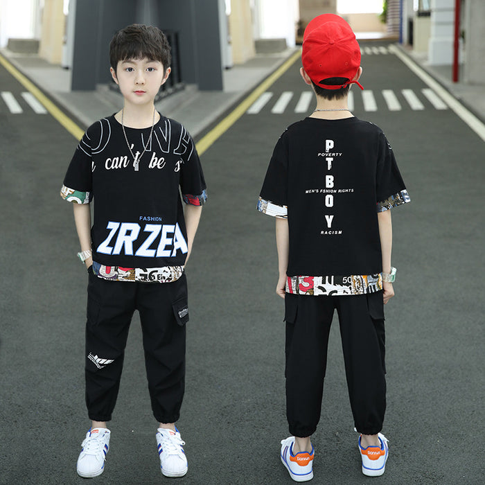 Children's Boys' Summer Suit New Summer Leisure For Middle School Boys